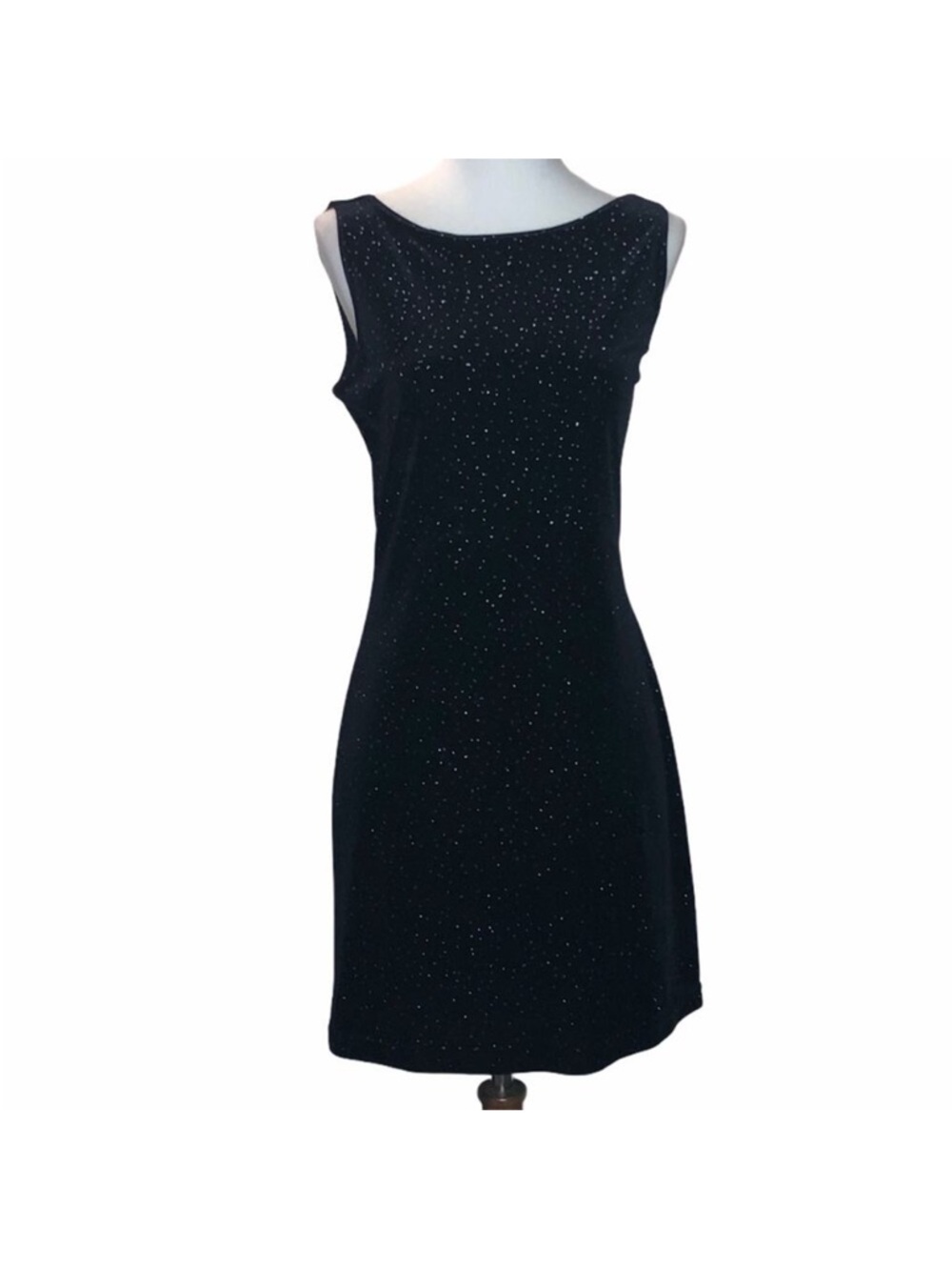Byer Too Black Velvet Silver Sparkling Dot Dress M